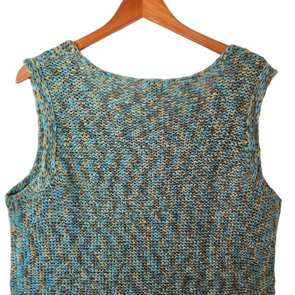 Sigrid Olsen Sweater Green Blue Loose Knit Sleeveless Plus size 1X‎ Sport - Picture 11 of 12